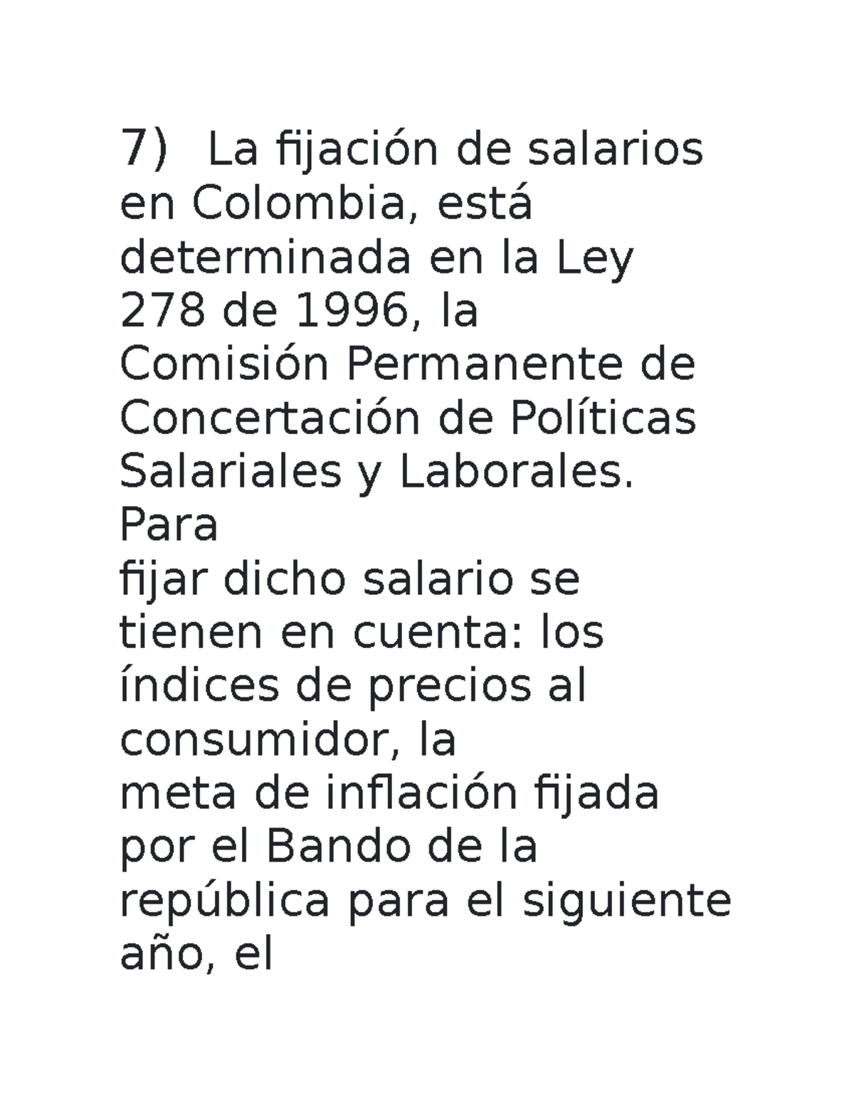 Evaluacion Semana 4 - RTA - 7) La Fijación De Salarios En Colombia ...