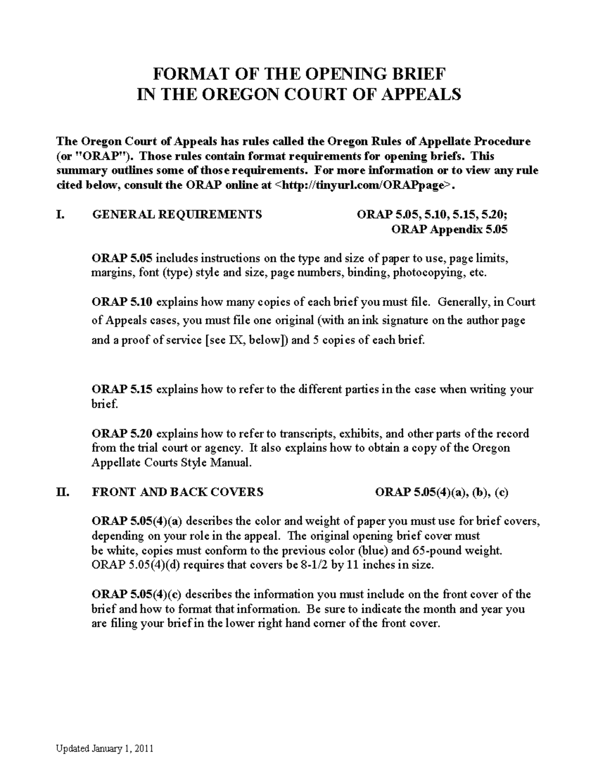 Format Opening Brief COA - FORMAT OF THE OPENING BRIEF IN THE OREGON ...