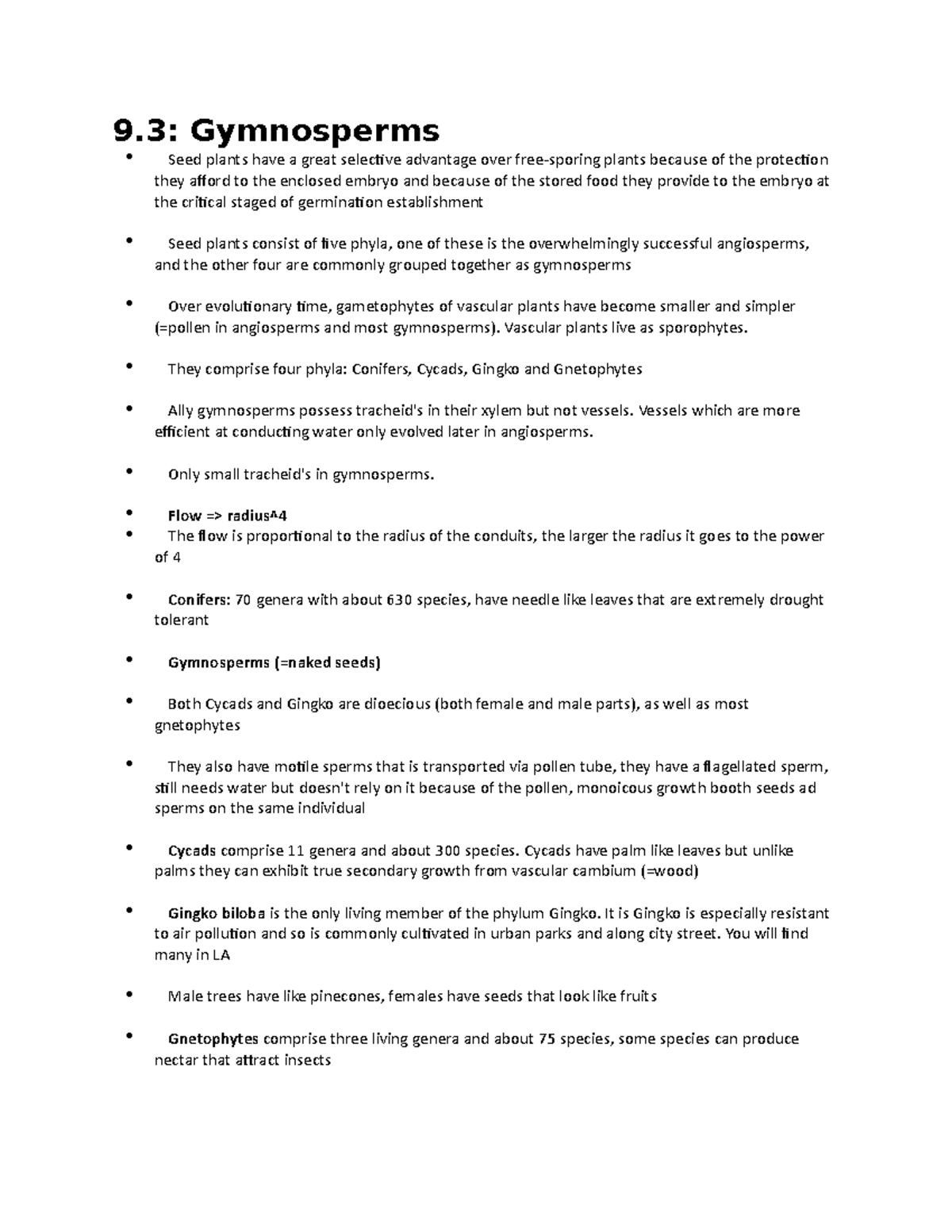 9.3 Gymnosperms 9 Gymnosperms Seed plants have a great selective