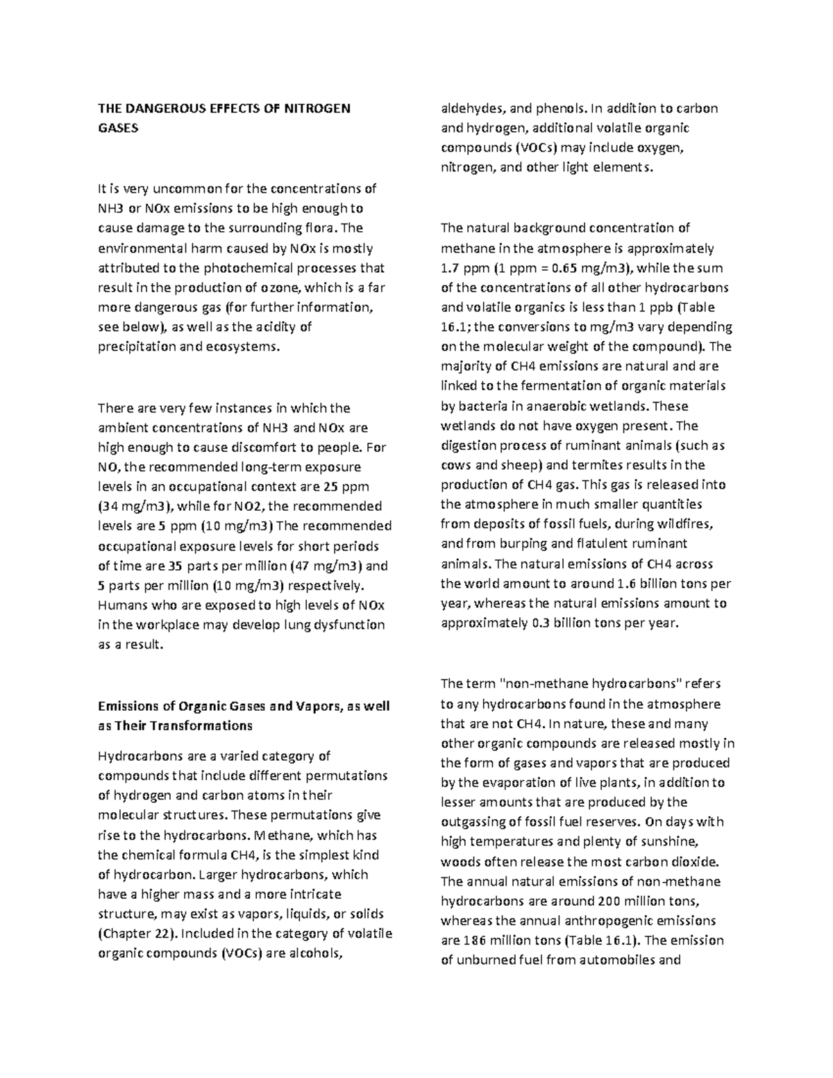 THE Dangerous Effects OF Nitrogen Gases THE DANGEROUS EFFECTS OF