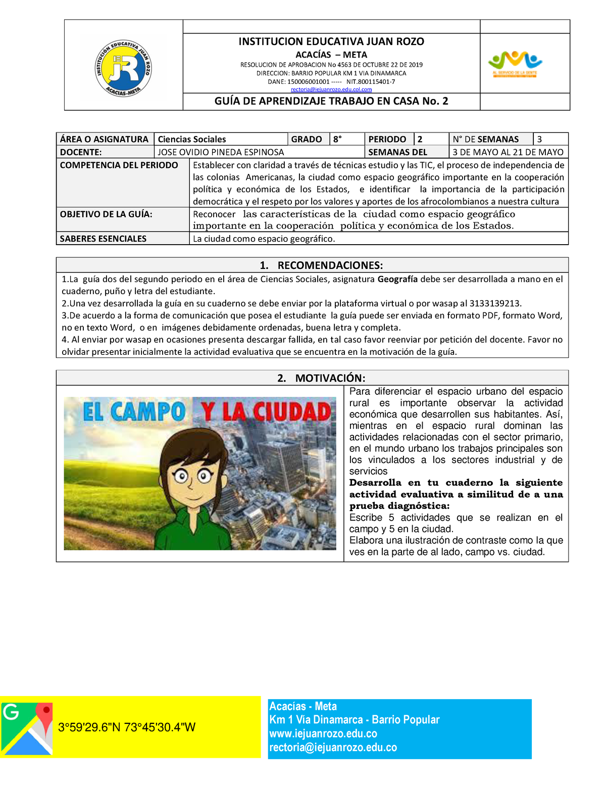 8°. G.2. Segundo Periodo 2021. GUIA DOS. Ciencias Sociales Geografia ...