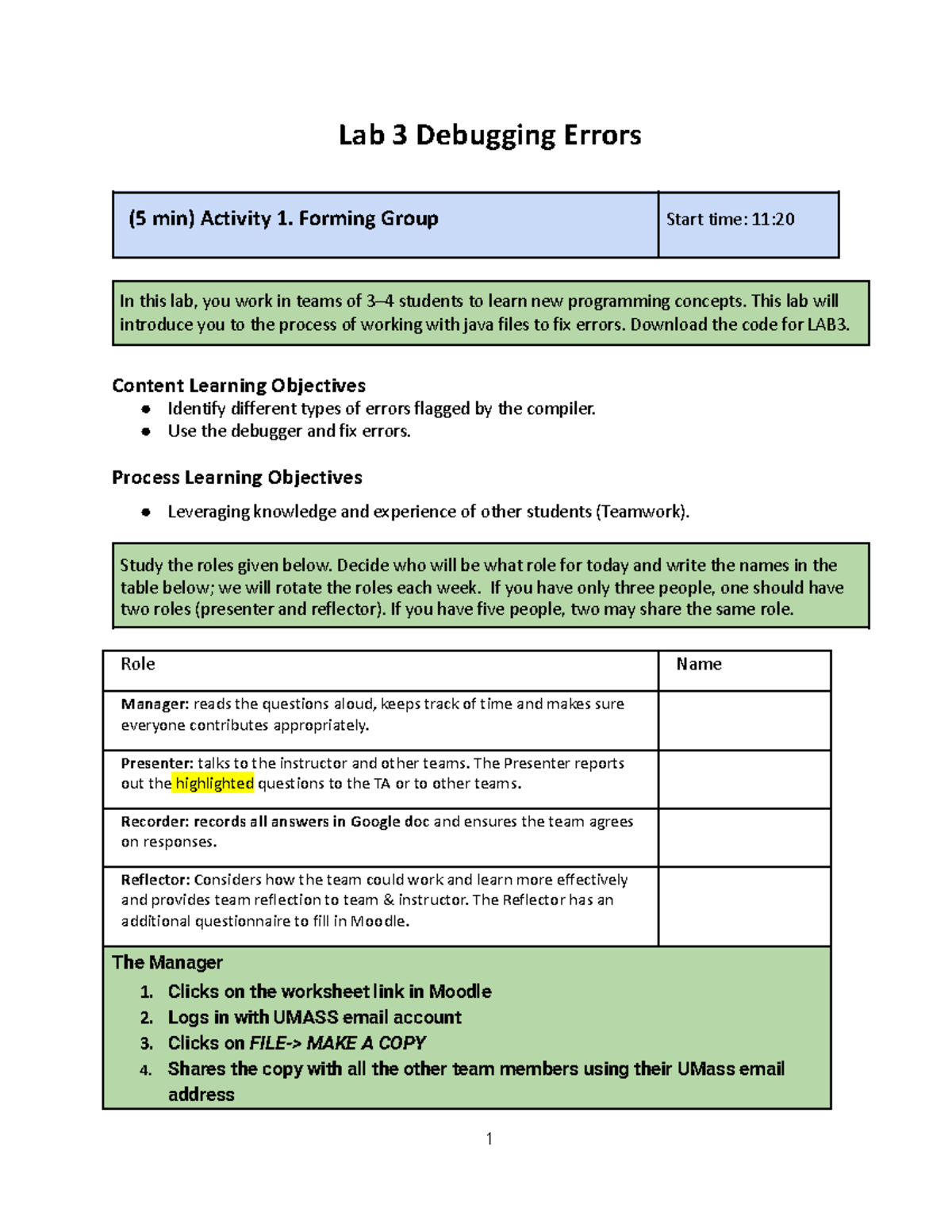 Lab 3 Debugging Errors - Professor Eduardo Calle-Ortiz: Lab 3 Worksheet ...