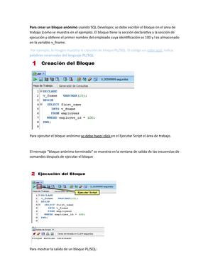 PL SQL Bloques y Tipos de Bloques Para crear un bloque an nimo