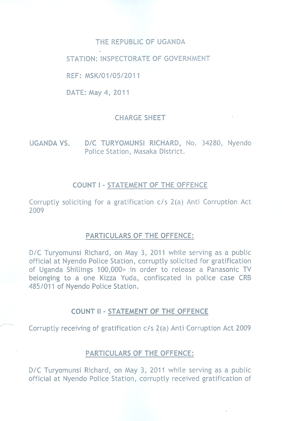 Charge Sheet Sample Criminal Law I Studocu