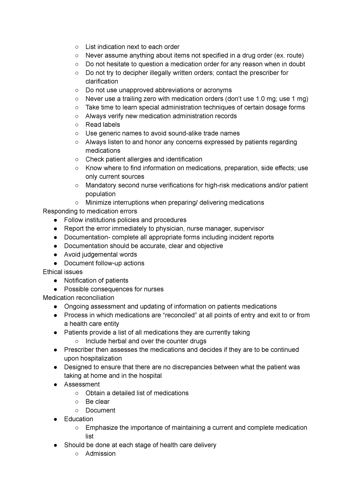 Pharmacokinetics (13) - List indication next to each order Never assume ...