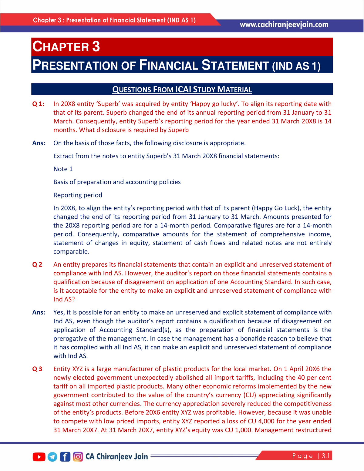 ind as 1 presentation of financial statements format