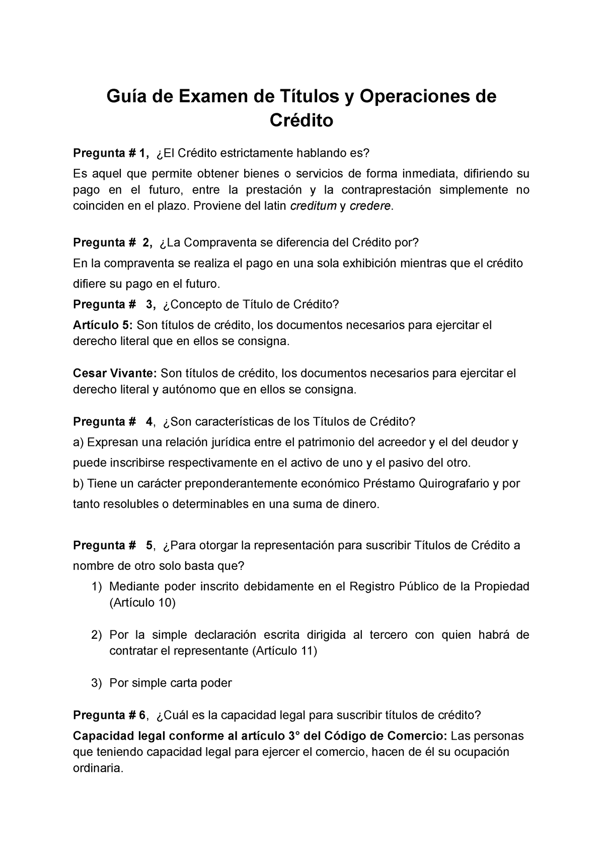 Guia TÍtulos Y Operaciones De CrÉdito Guía De Examen De Títulos Y Operaciones De Crédito 4418