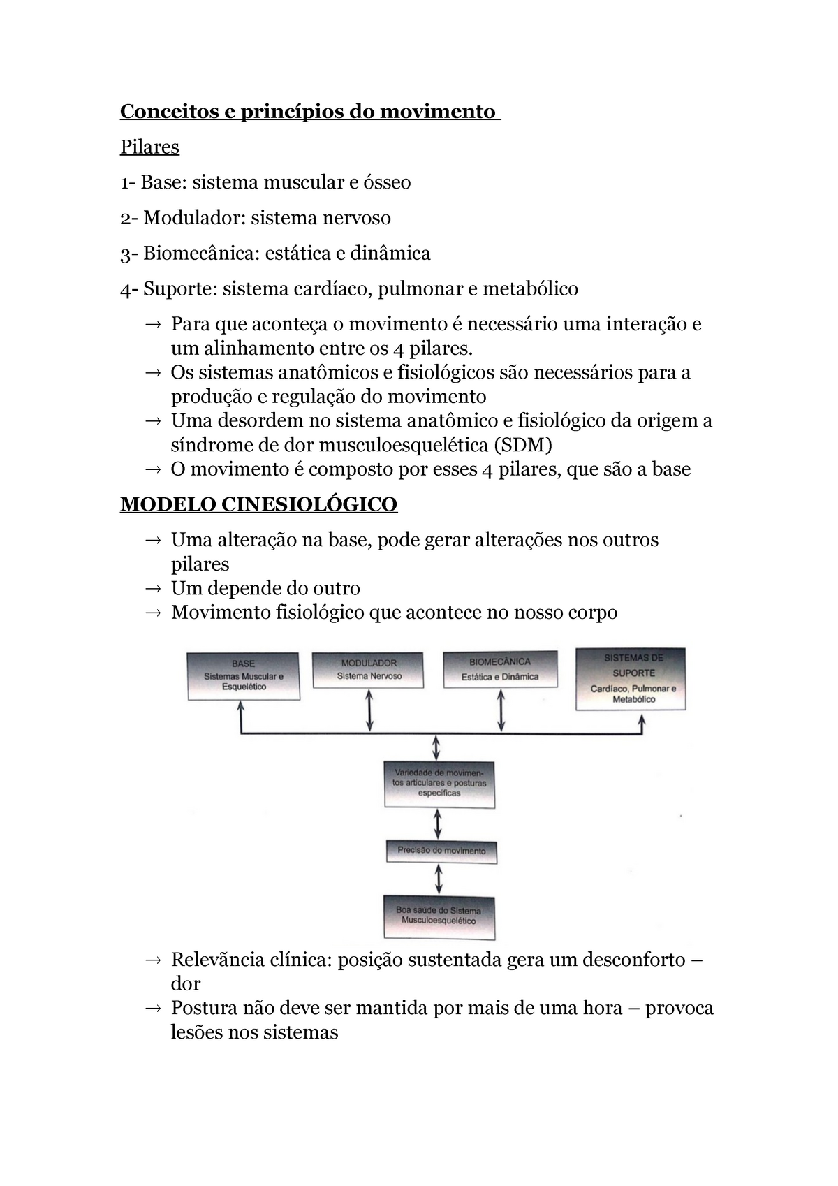 Conceitos e princípios do movimento - Conceitos e princípios do movimento  Pilares 1- Base: sistema - Studocu