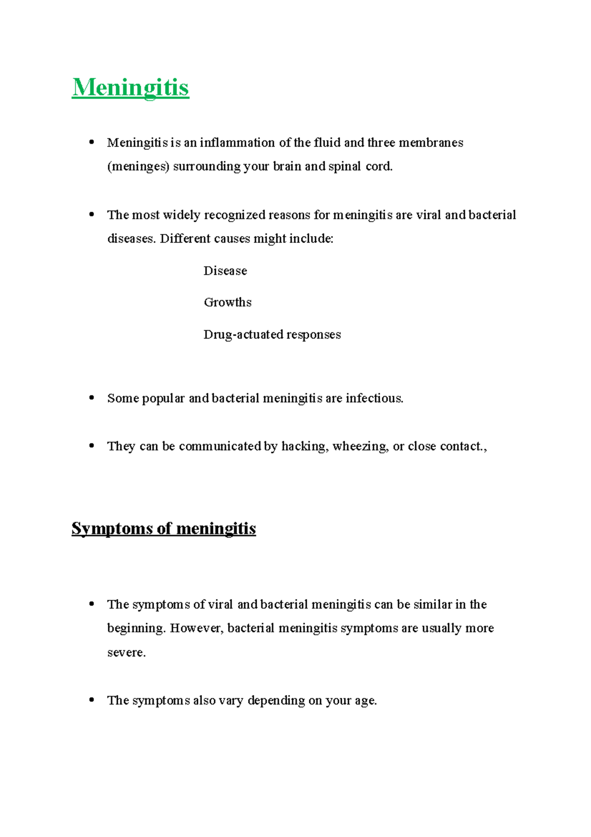 Meningitis - It is lecture notes - Meningitis Meningitis is an ...