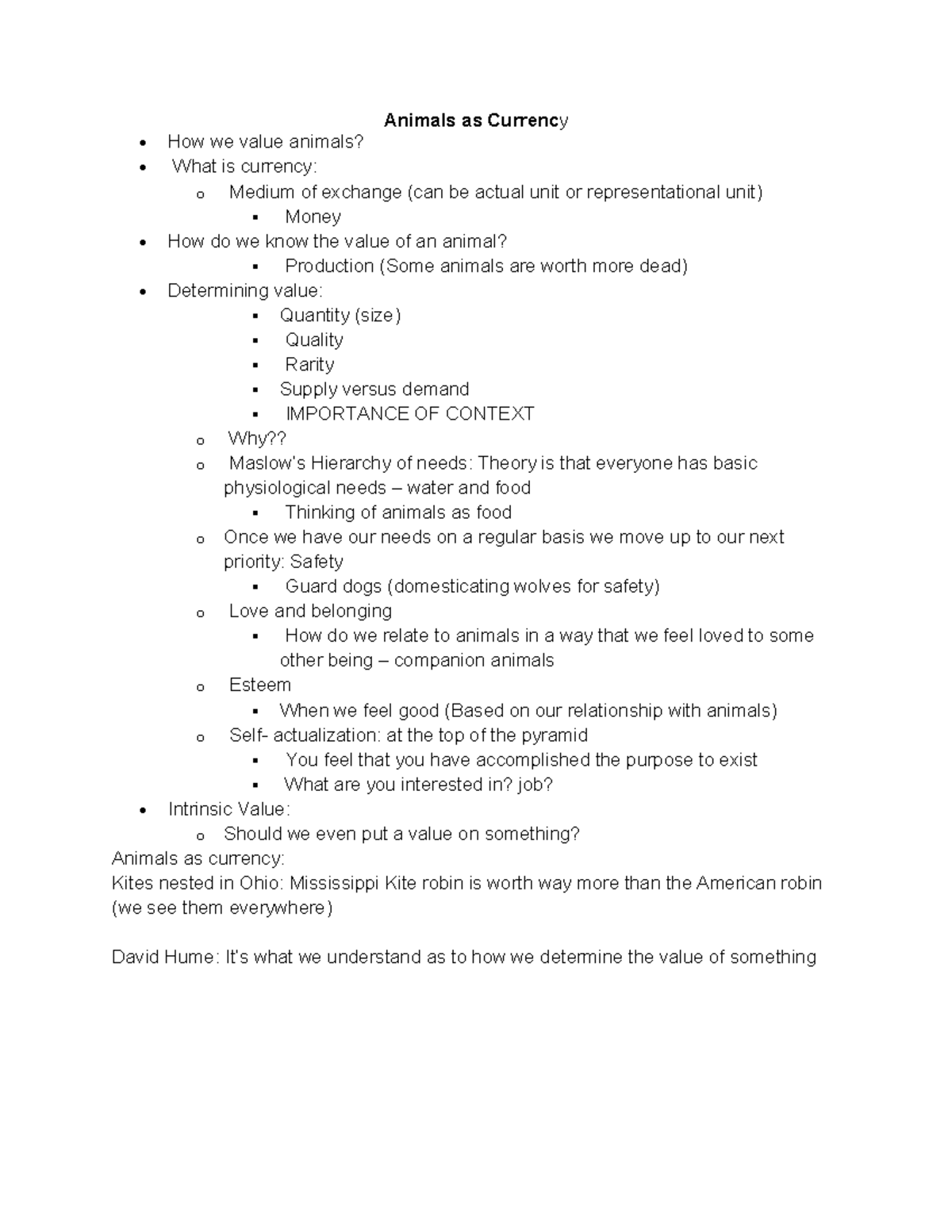 Animals in society Summary - Animals as Currency How we value animals ...