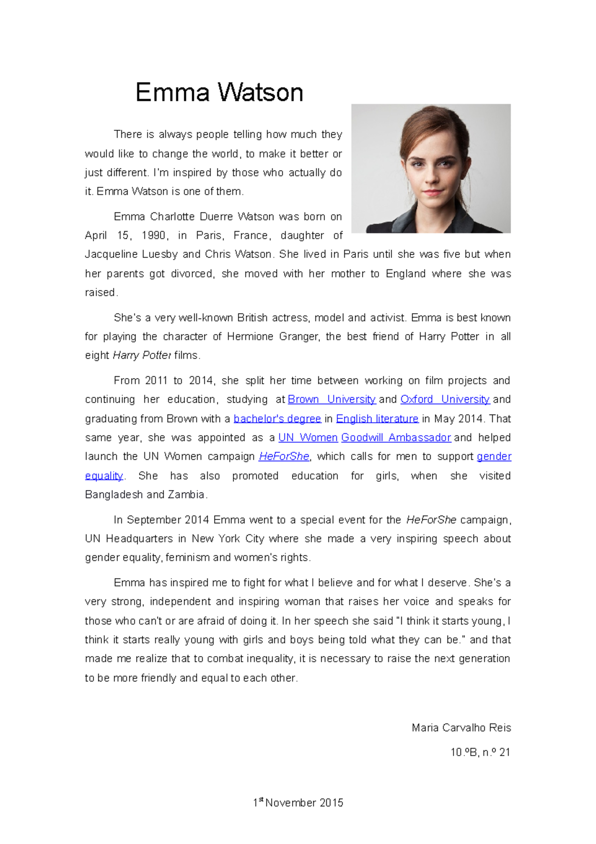 Emma Watson - Trabalho Sobre Celebridade - Emma Watson There Is Always 