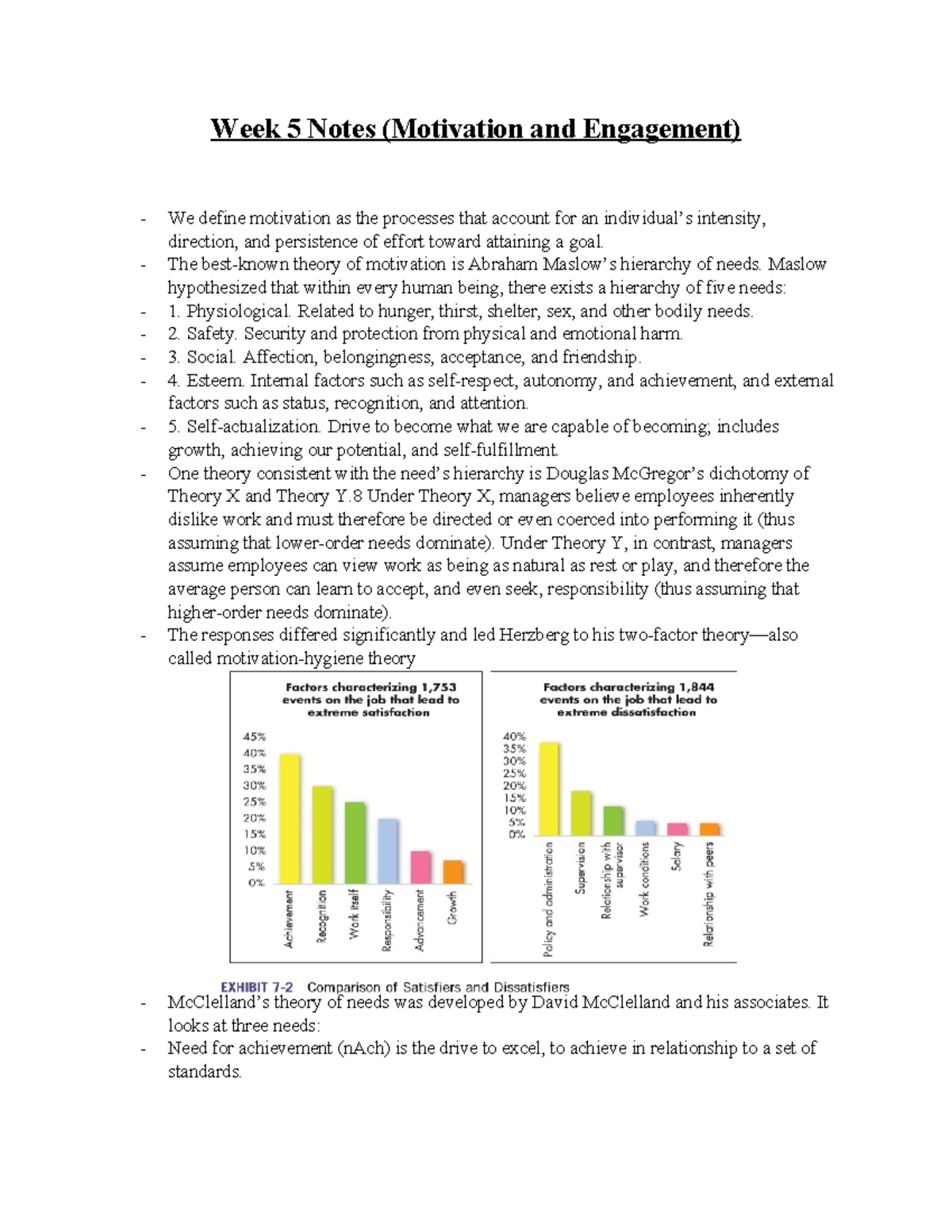 Week 5 Notes - Week 5 Notes (Motivation and Engagement) We define ...
