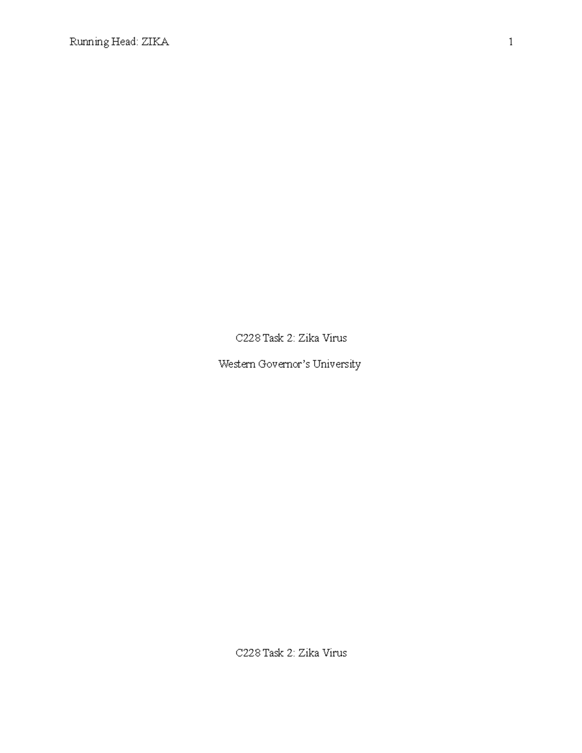 C228 Task 2 Community Zika Passed - Running Head: Zika 1 C228 Task 2 