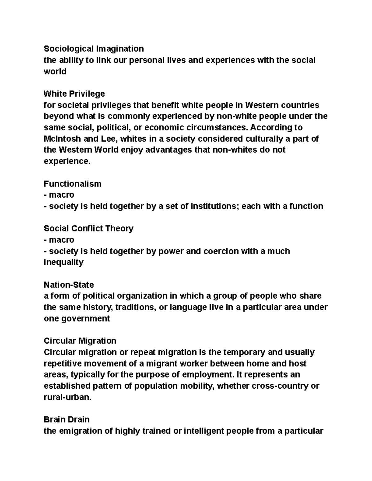 SOC EX 1 - NOTES EXAM 1 - Sociological Imagination the ability to link ...