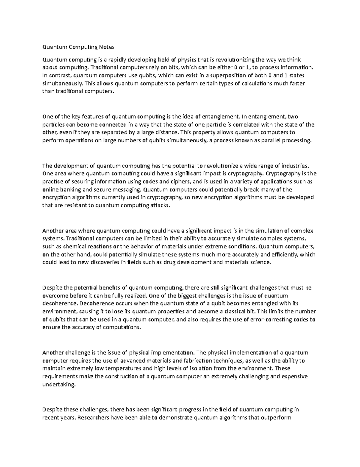 Quantum Computing Notes - Quantum Computing Notes Quantum computing is ...