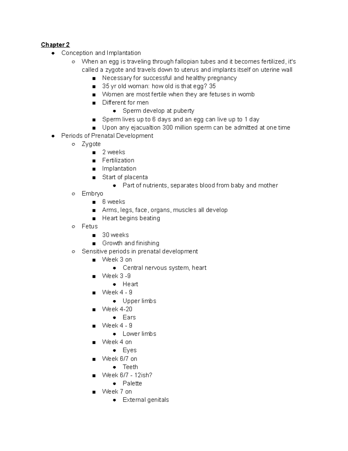 Unit 2 Notes - Chapter 2 Conception and Implantation When an egg is ...