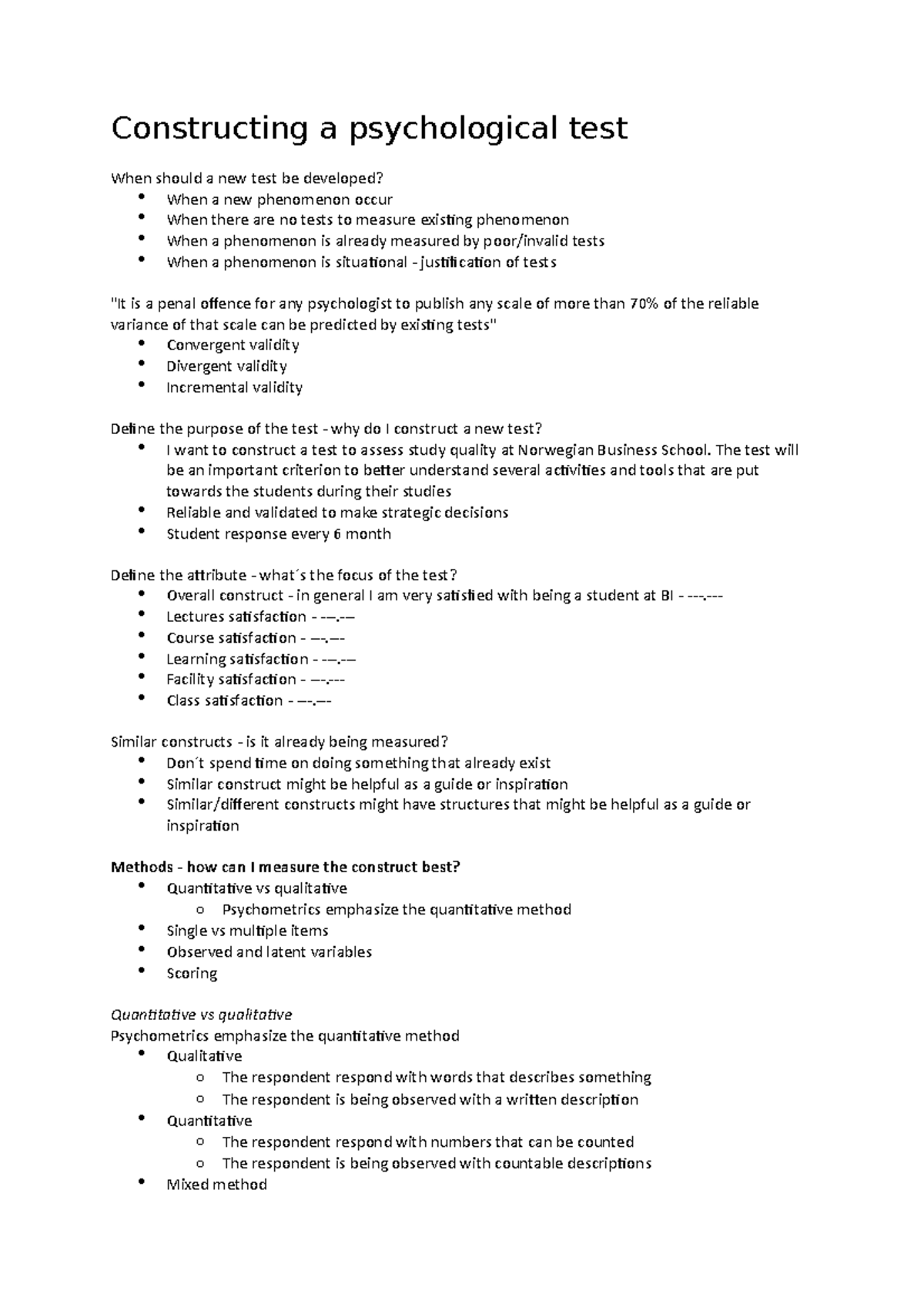 Constructing A Psychological Test - The Test Will Be An Important ...