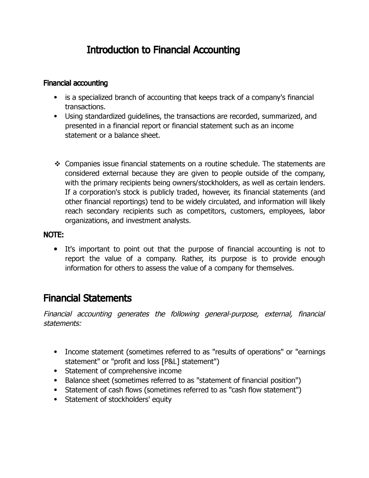 Introduction To Financial Accounting - Introduction To Financial ...