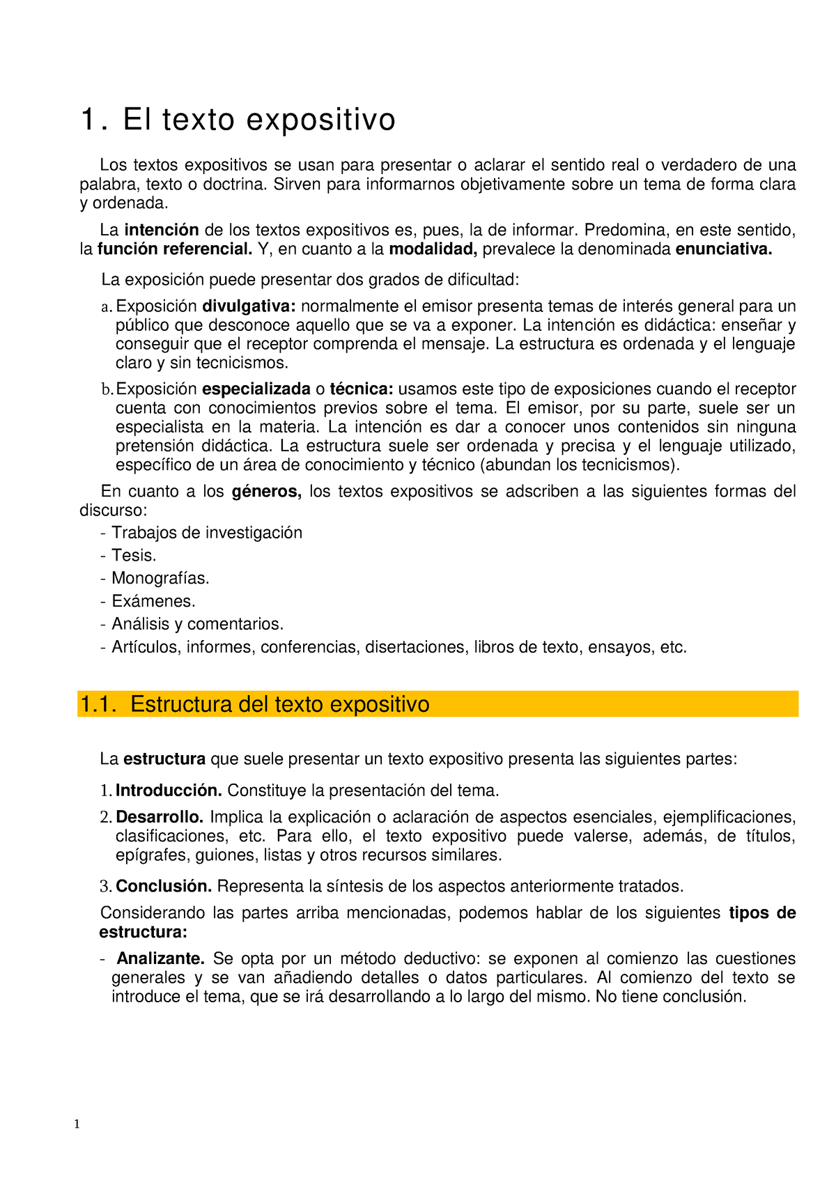 Texto Expositivo Y Argumentativo - 1 1. El Texto Expositivo Los Textos ...