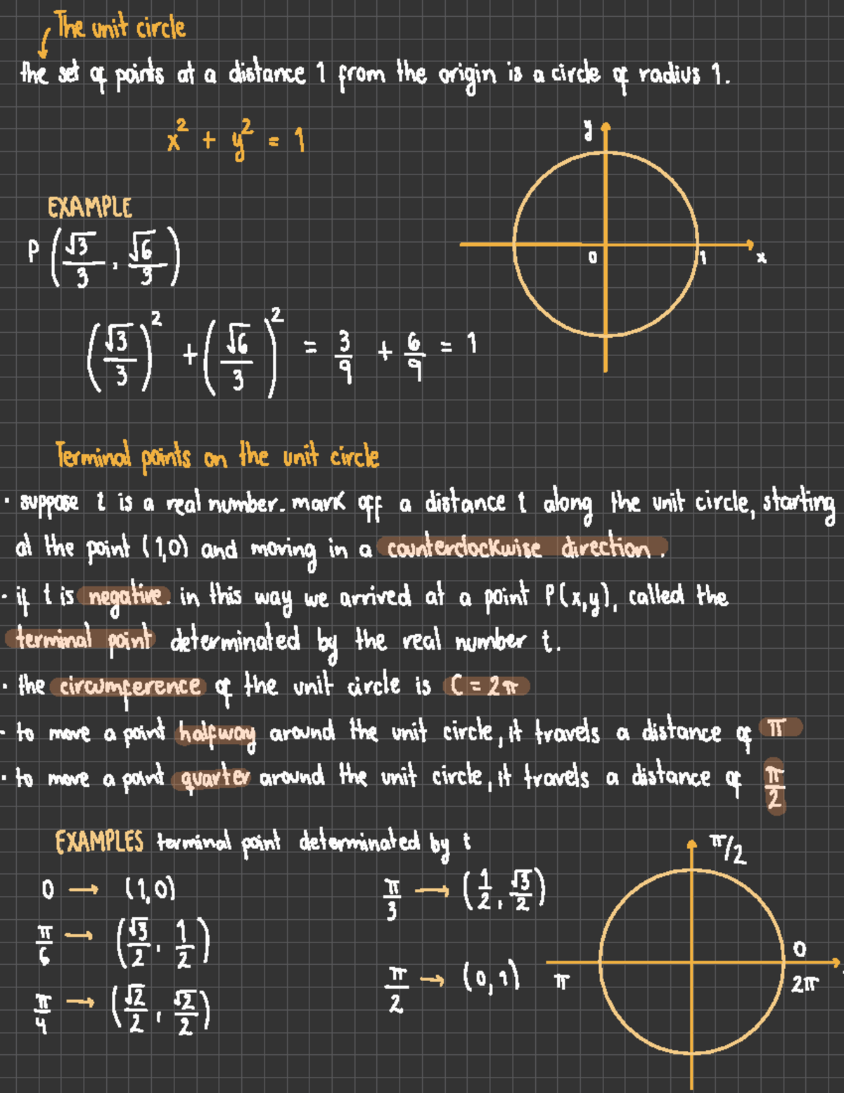 5.1 unit circle Notes from the ebook The unit circle ↓ the set of