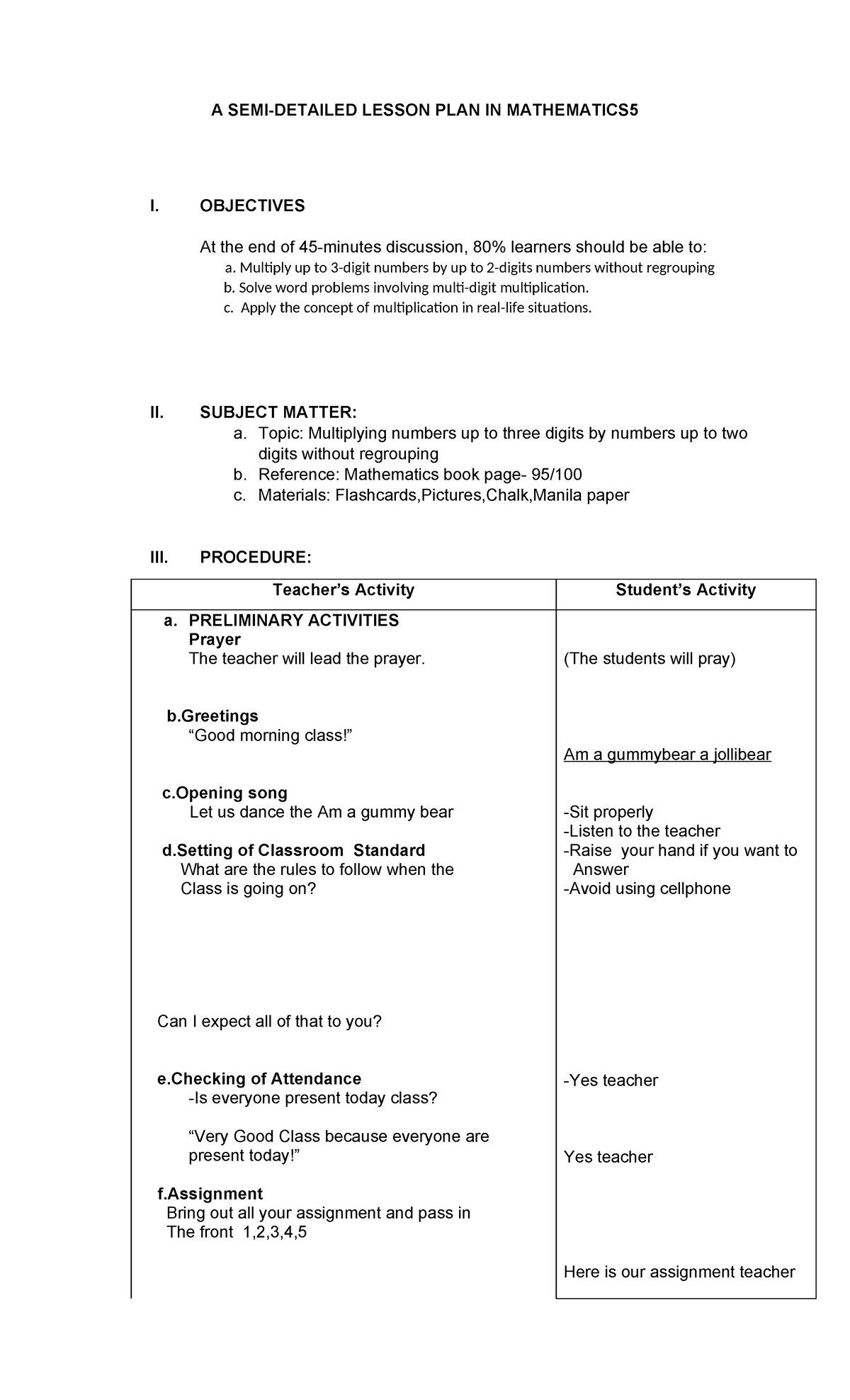Sandra langiban - A SEMI-DETAILED LESSON PLAN IN MATHEMATICS I ...