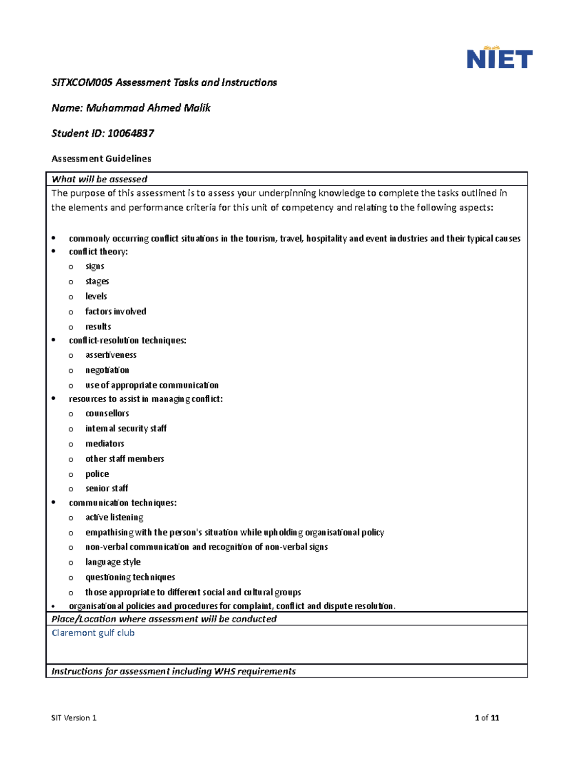 Sitxcom 005 Assessment 1 -Scenarios - SITXCOM005 Assessment Tasks And ...