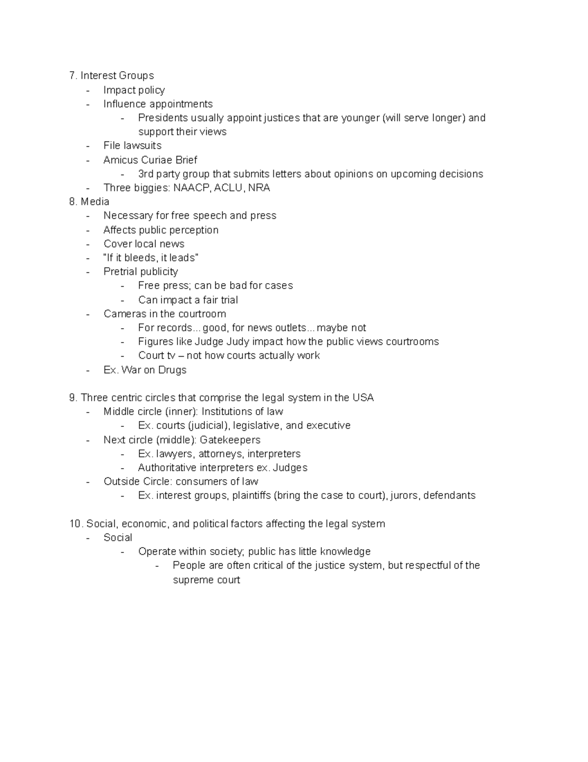 Judicial process notes - Interest Groups Impact policy Influence ...