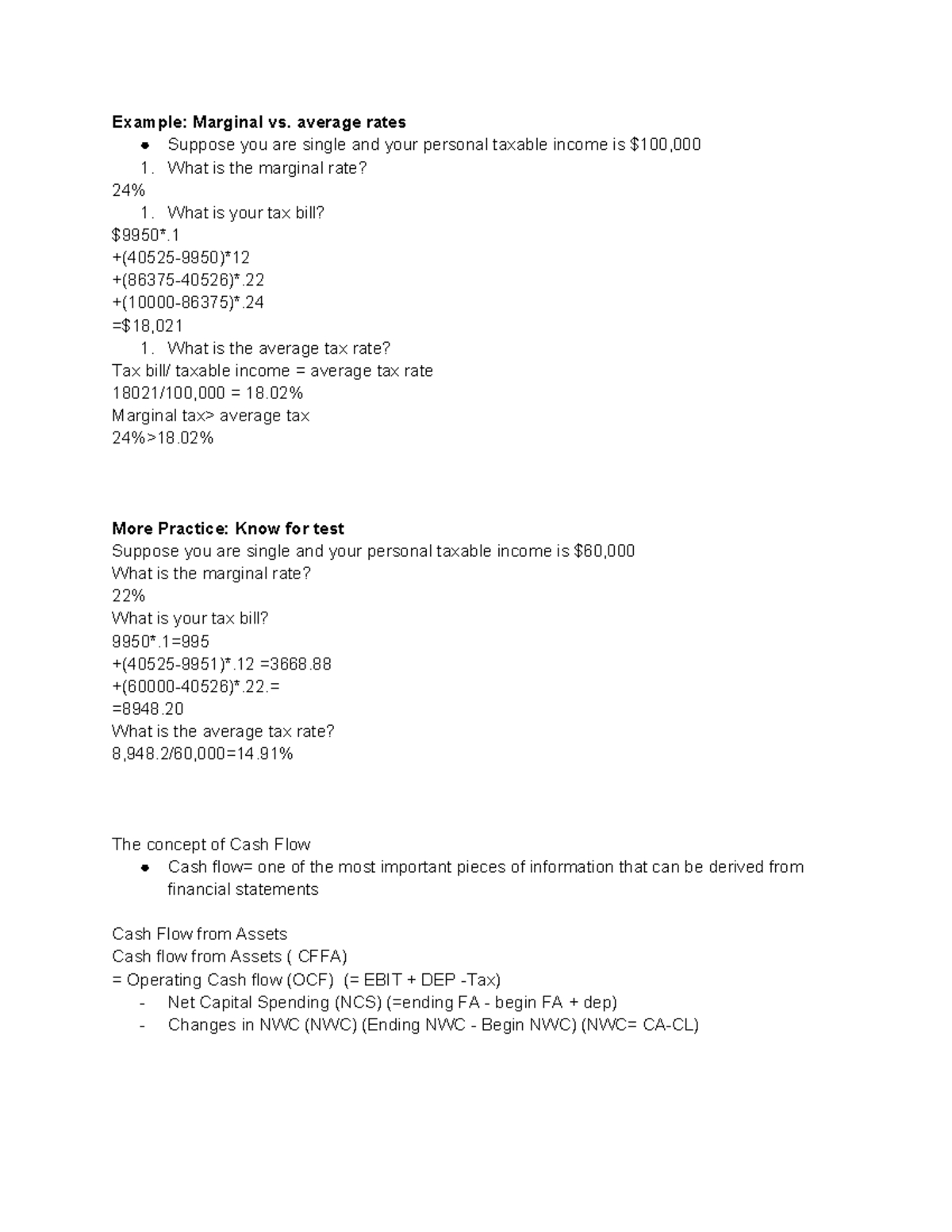 FIN 3200 Part 4 - FIN 3200 Lecture Notes - Example: Marginal Vs ...