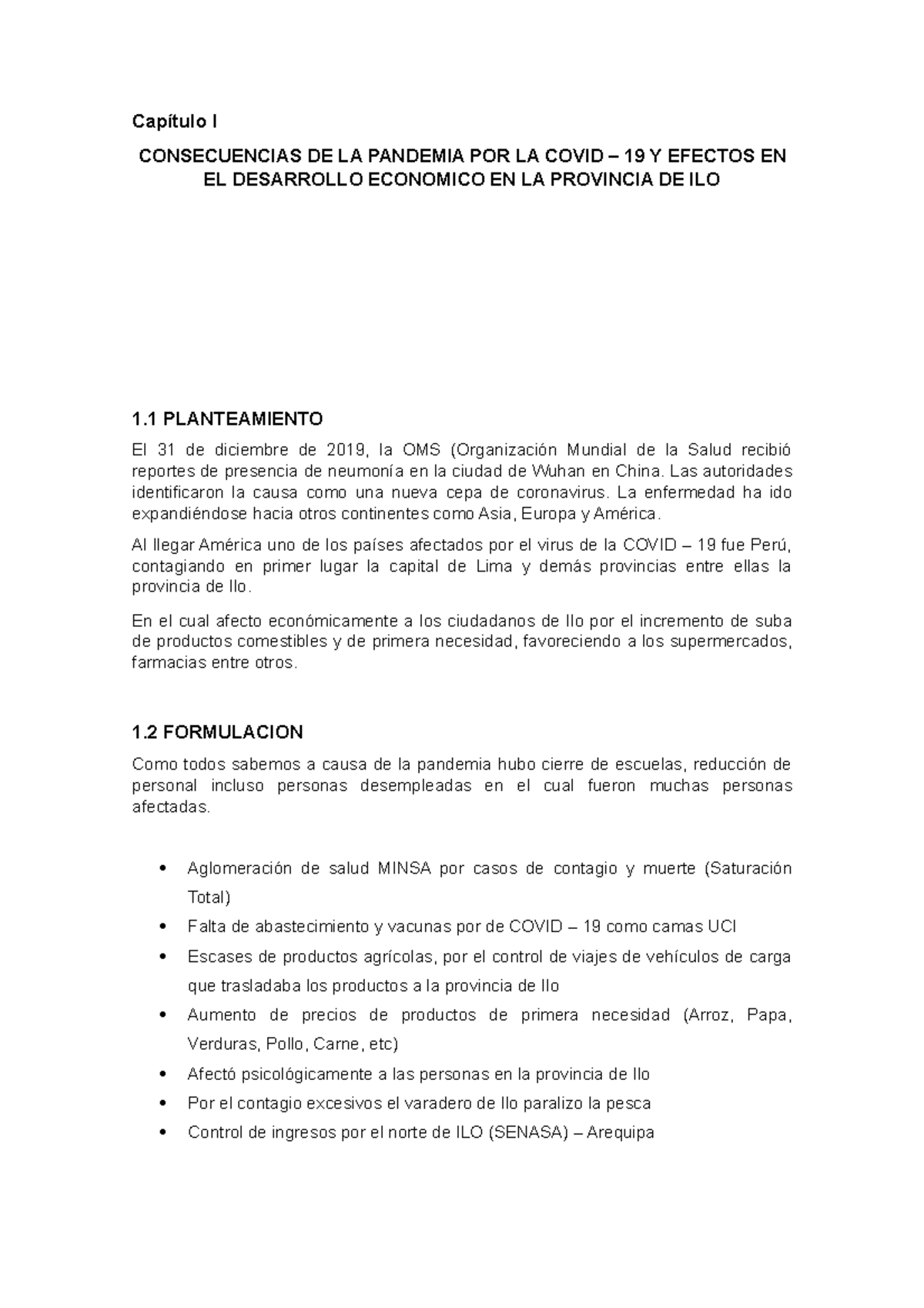 Capítulo I - Capítulo I CONSECUENCIAS DE LA PANDEMIA POR LA COVID – 19 ...