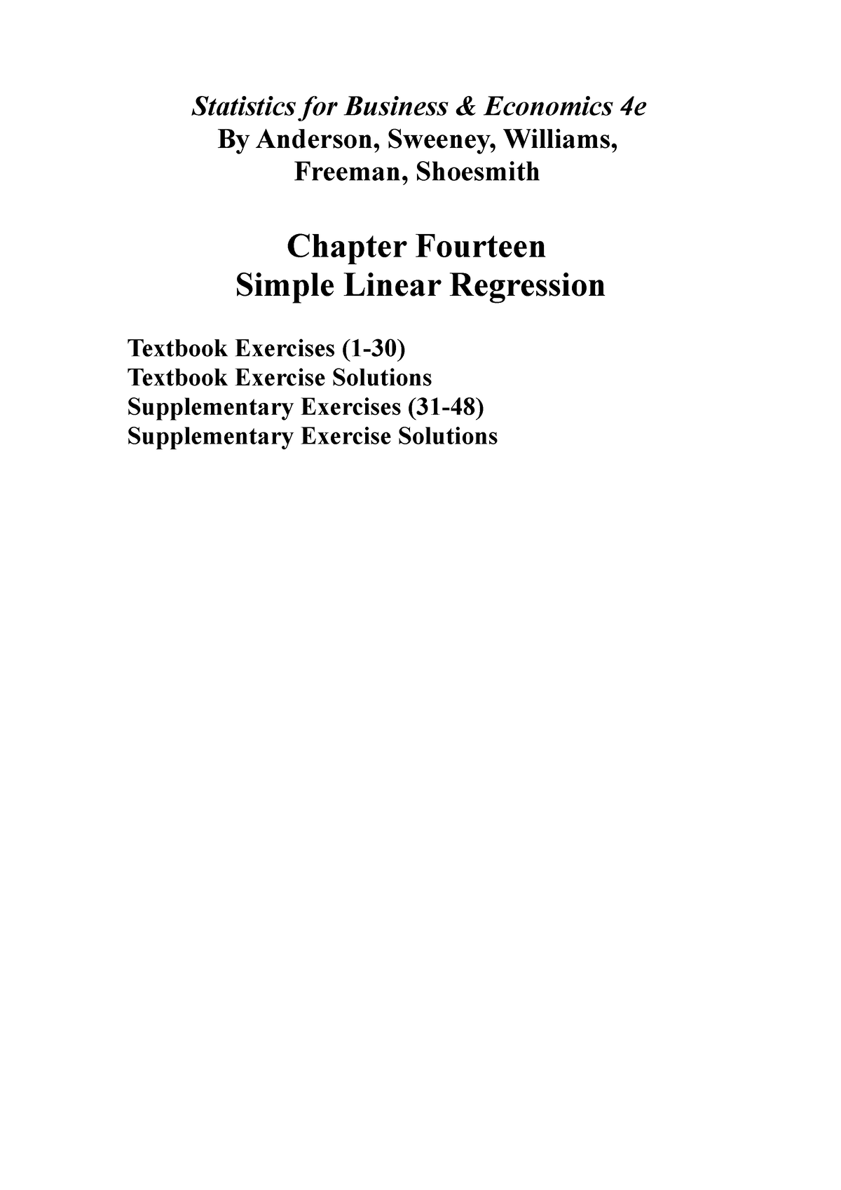 Chapter 14 - Exercises And Solutions - Statistics For Business ...