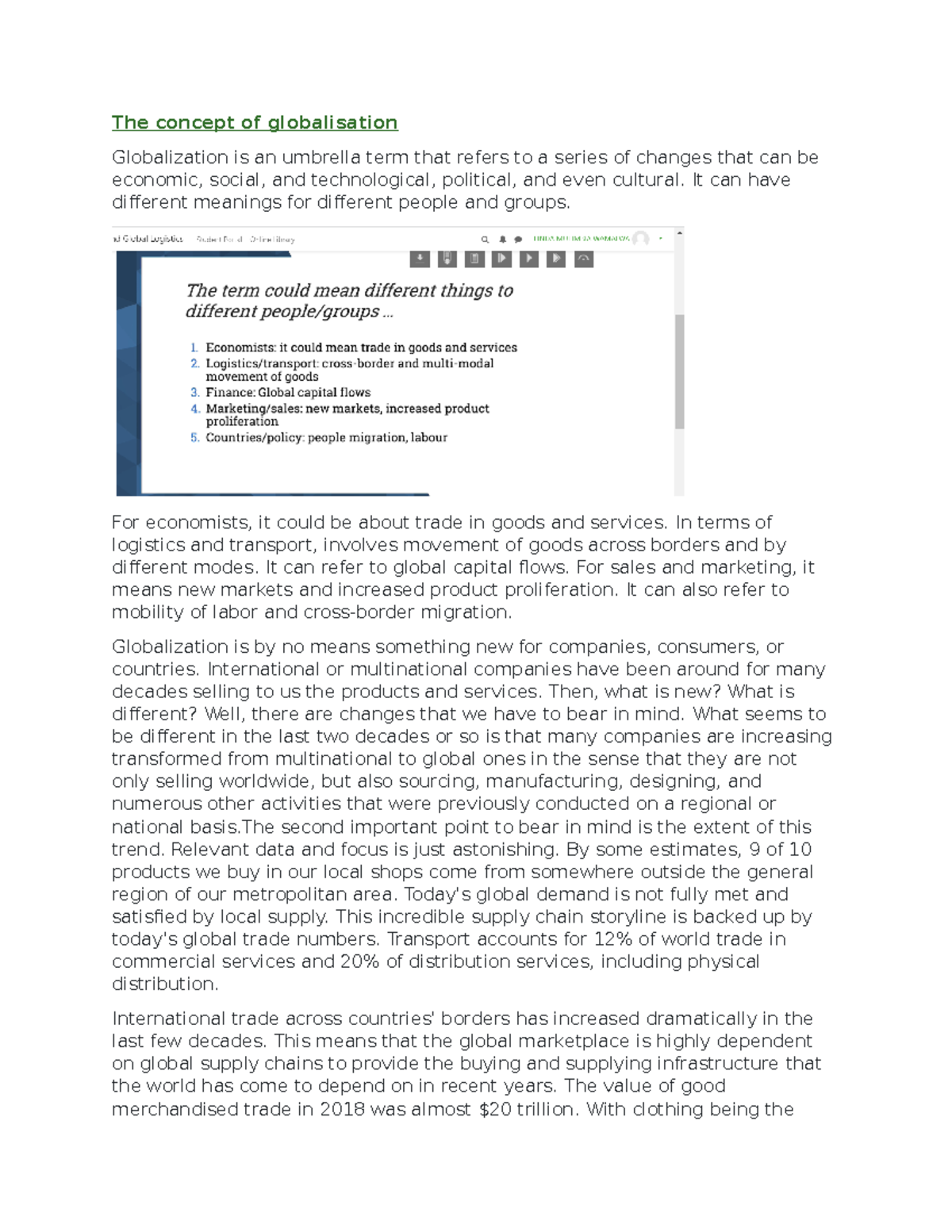 The concept of globalisation - The concept of globalisation ...