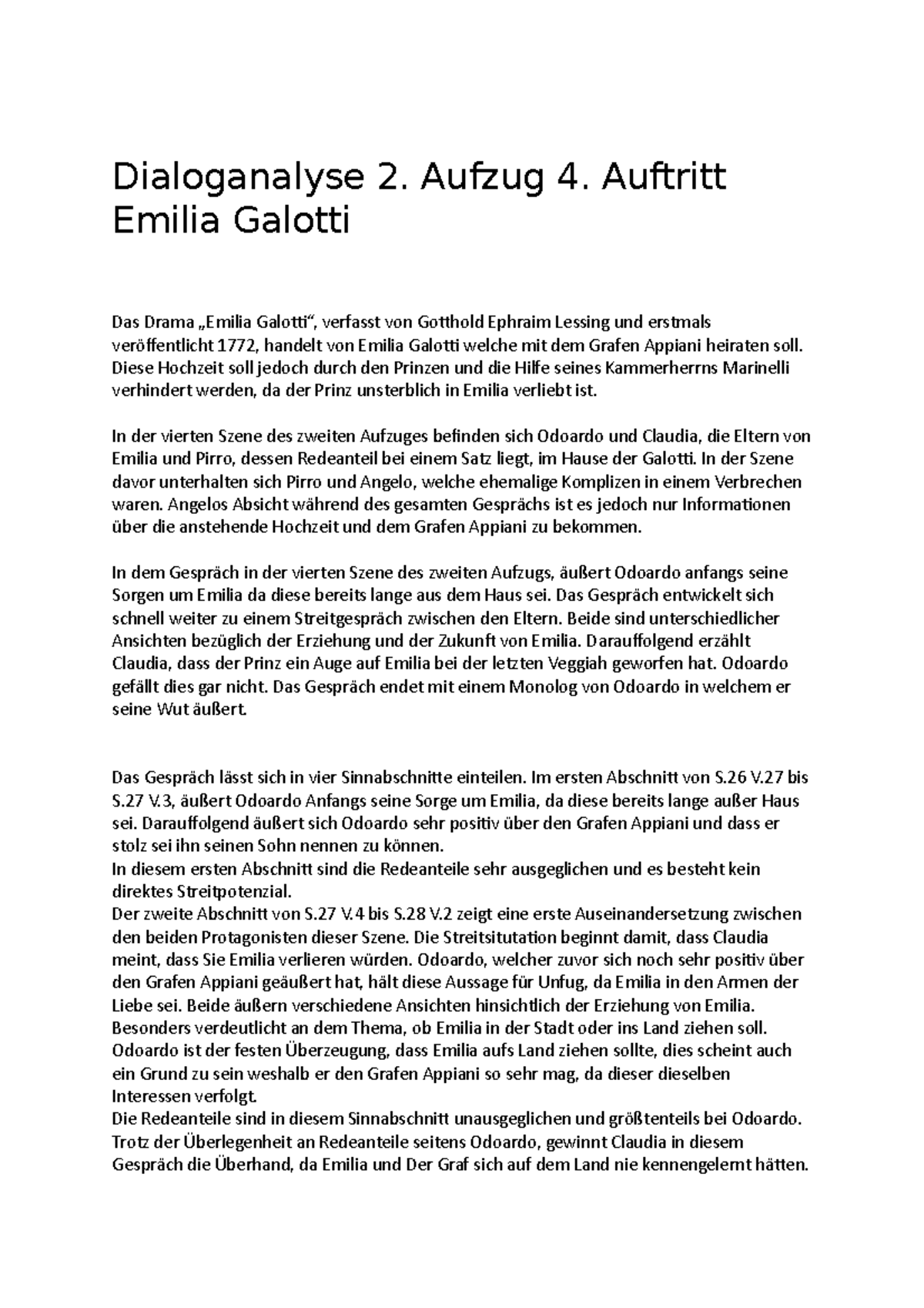 Emilia Galotti 5 Aufzug 7 Auftritt Szenenanalyse Dialoganalyse EG daurosd adadasd asdsdcfddfsf - Dialoganalyse 2. Aufzug