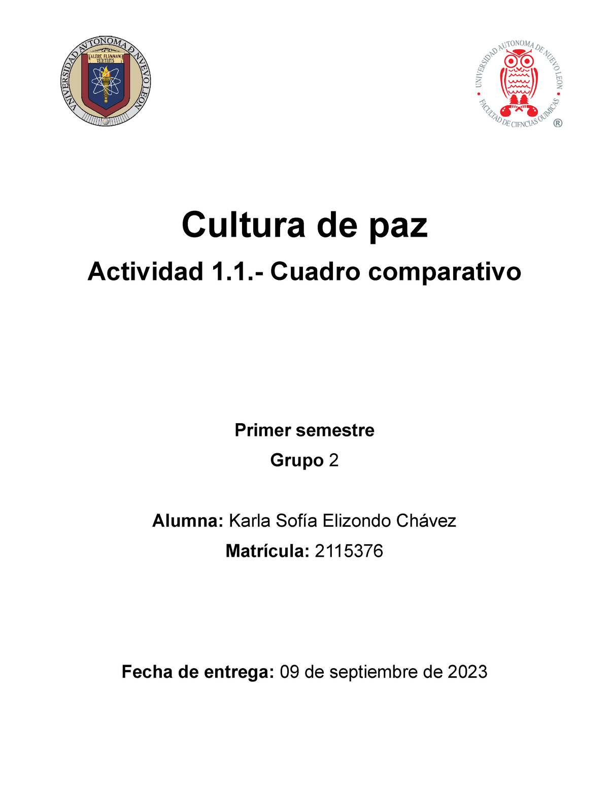 Act Cuadro Comparativo Cultura De Paz Actividad Cuadro Comparativo Primer Semestre