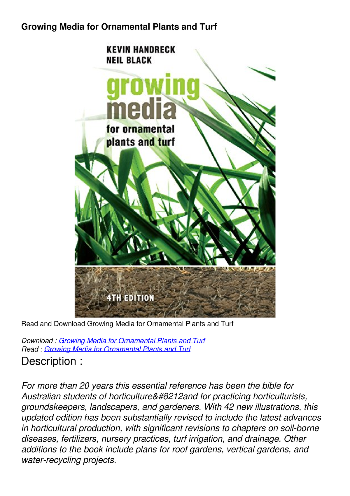 [PDF READ ONLINE] Growing Media for Ornamental Plants and Turf ...