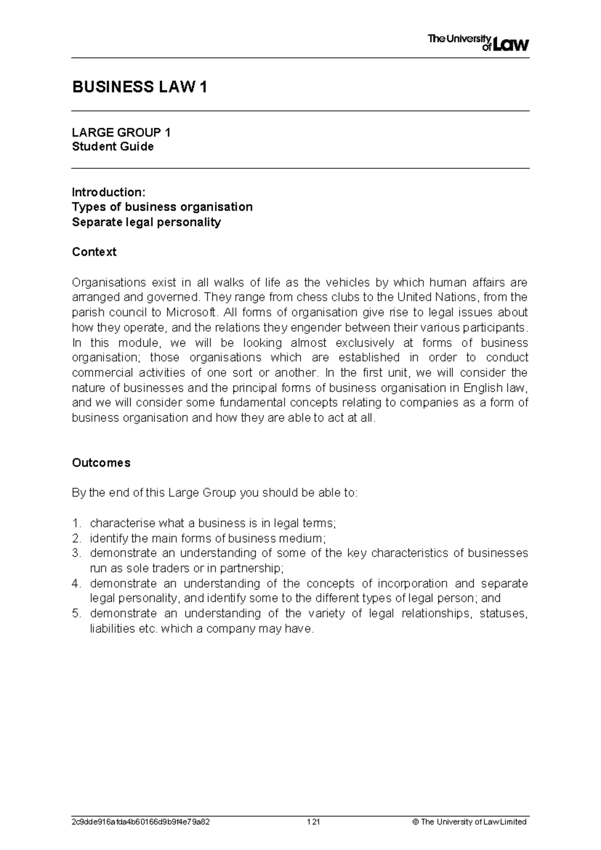 LG 1 Student Guide Business - BUSINESS LAW 1 LARGE GROUP 1 Student ...