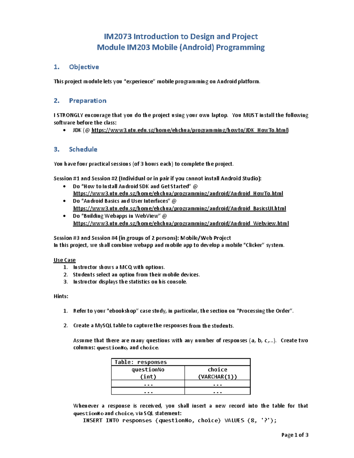 Android project - IM2073 Mobile App Programming - Page 1 of 3 IM2073 ...