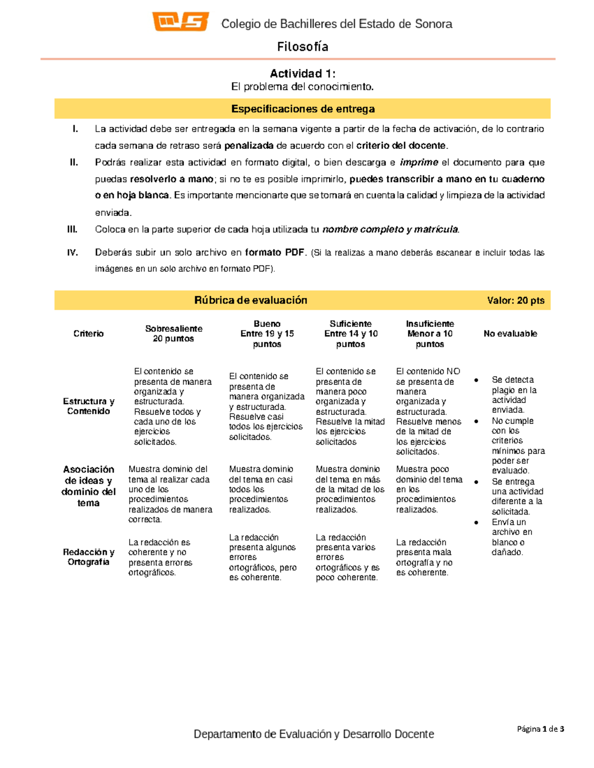 P3-FIL-Actividad 1 - Tarea - Filosofía Página 1 De 3 Actividad 1: El ...