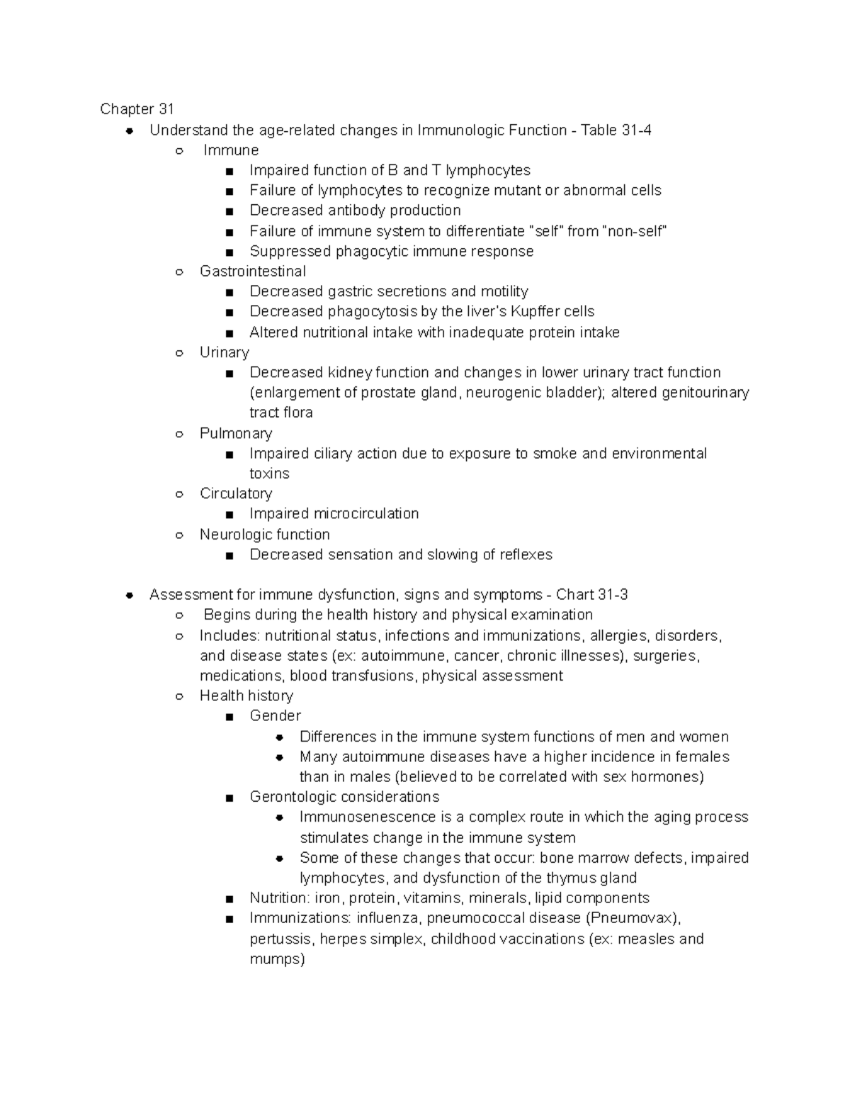 352 Exam 3 Study Guide - Chapter 31 Understand the age-related changes ...