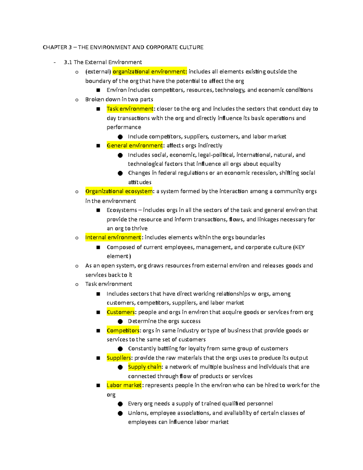 MGT Chapter 3 - major assignment - CHAPTER 3 – THE ENVIRONMENT AND ...