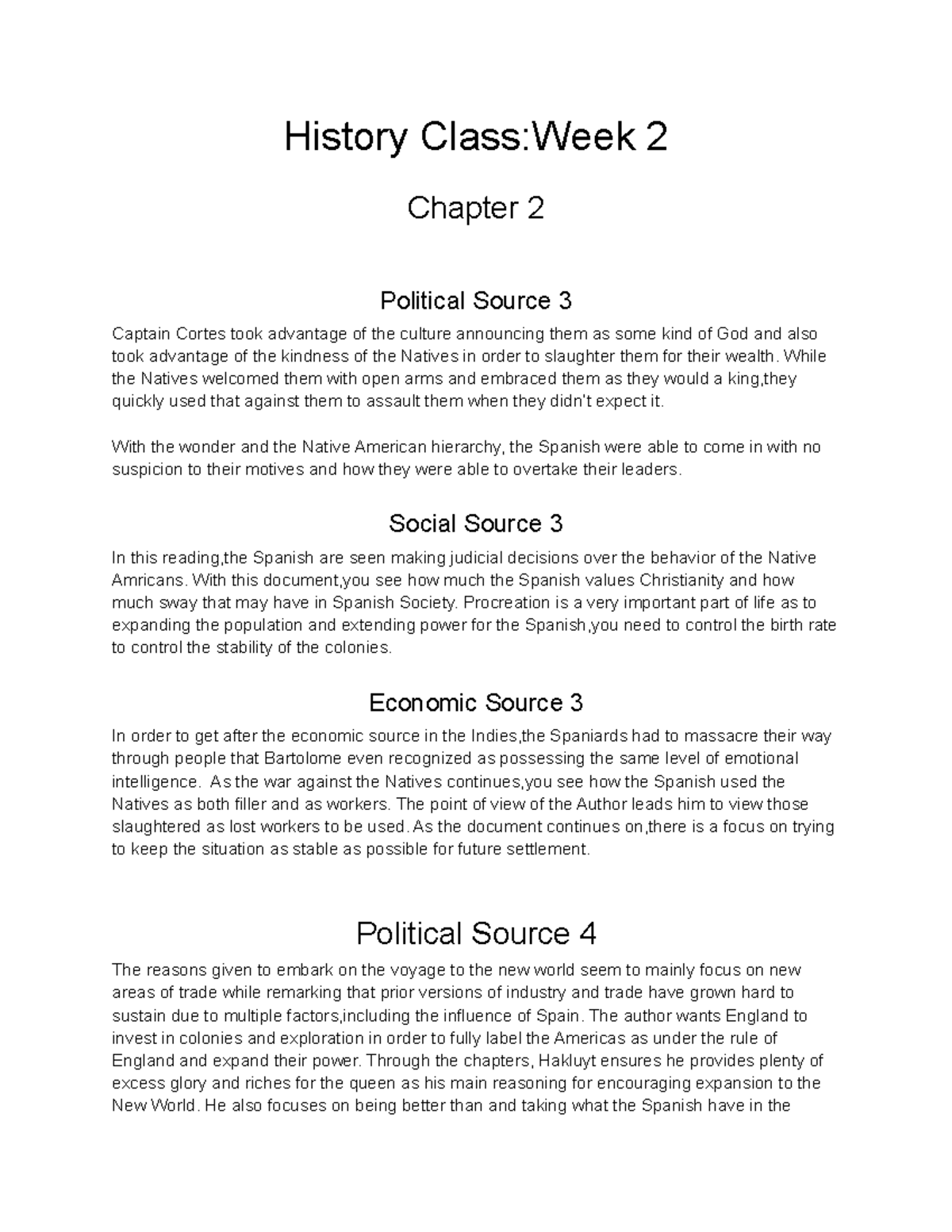 Week 2 Notes And Conclusions - History Class:Week 2 Chapter 2 Political ...