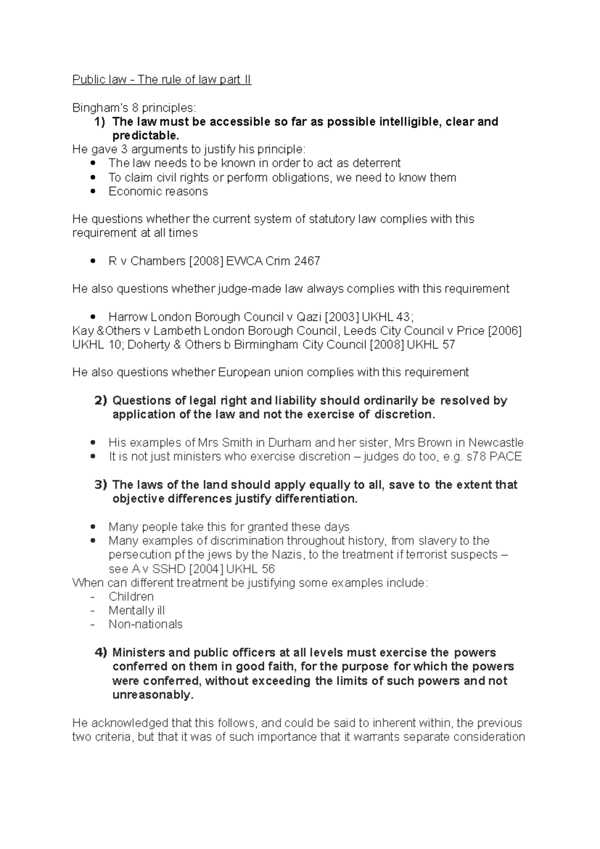 Rule of law part II - rule of law part 2 - Public law - The rule of law ...
