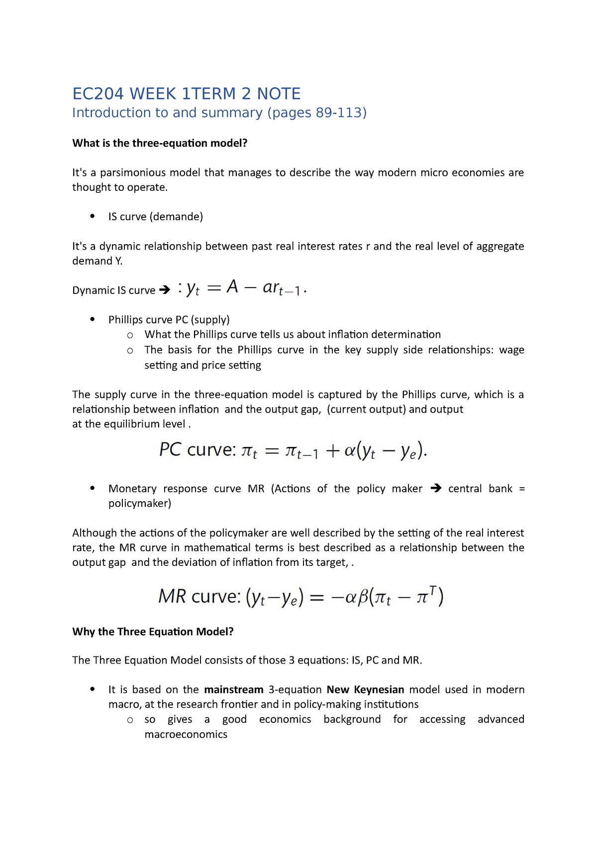 EC204 WEEK 1 TERM 2 NOTES - EC204 WEEK 1TERM 2 NOTE Introduction To And ...