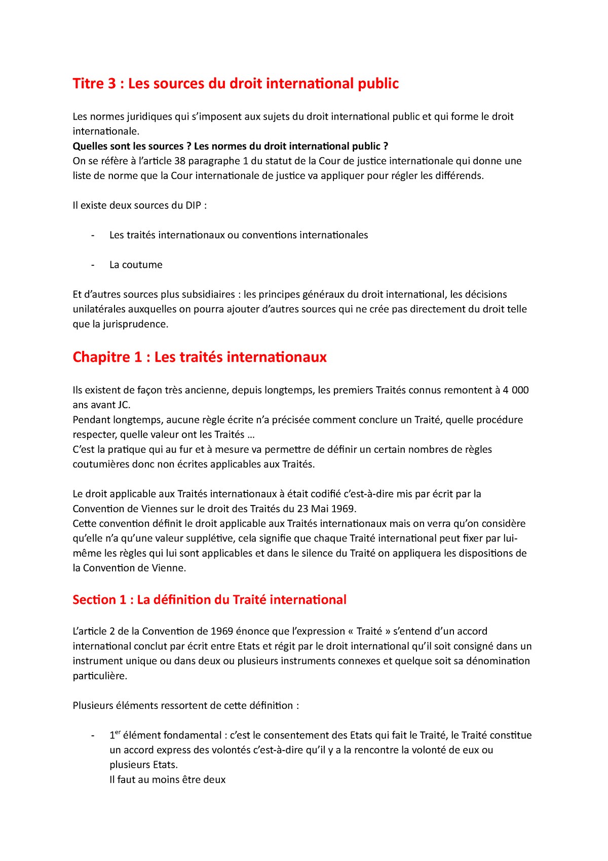 Titre 3 Les Sources Du Droit International Public - Titre 3 : Les ...