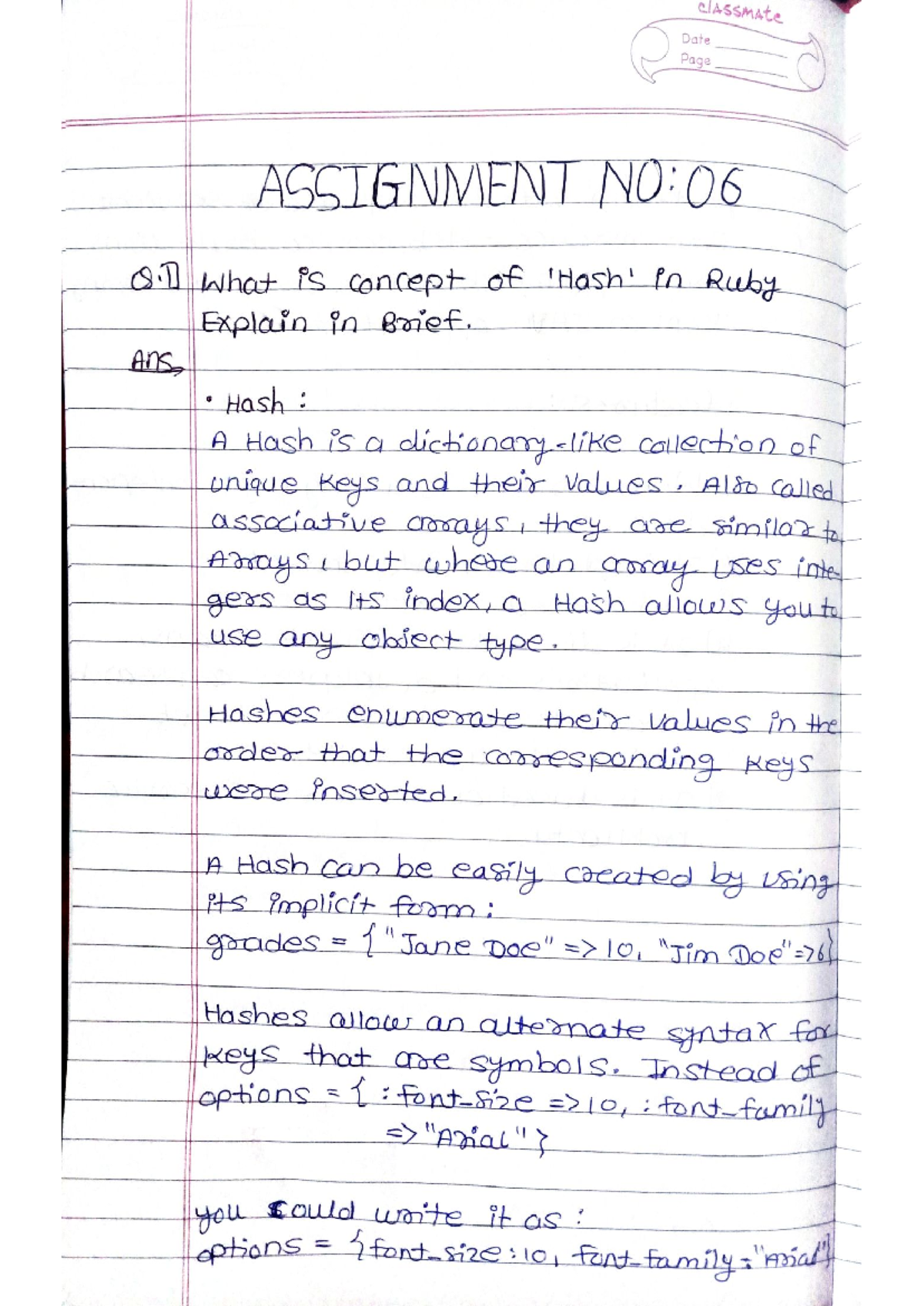 Wt6 - Mandatory assignments and important questions - CLASSMATE Date ...