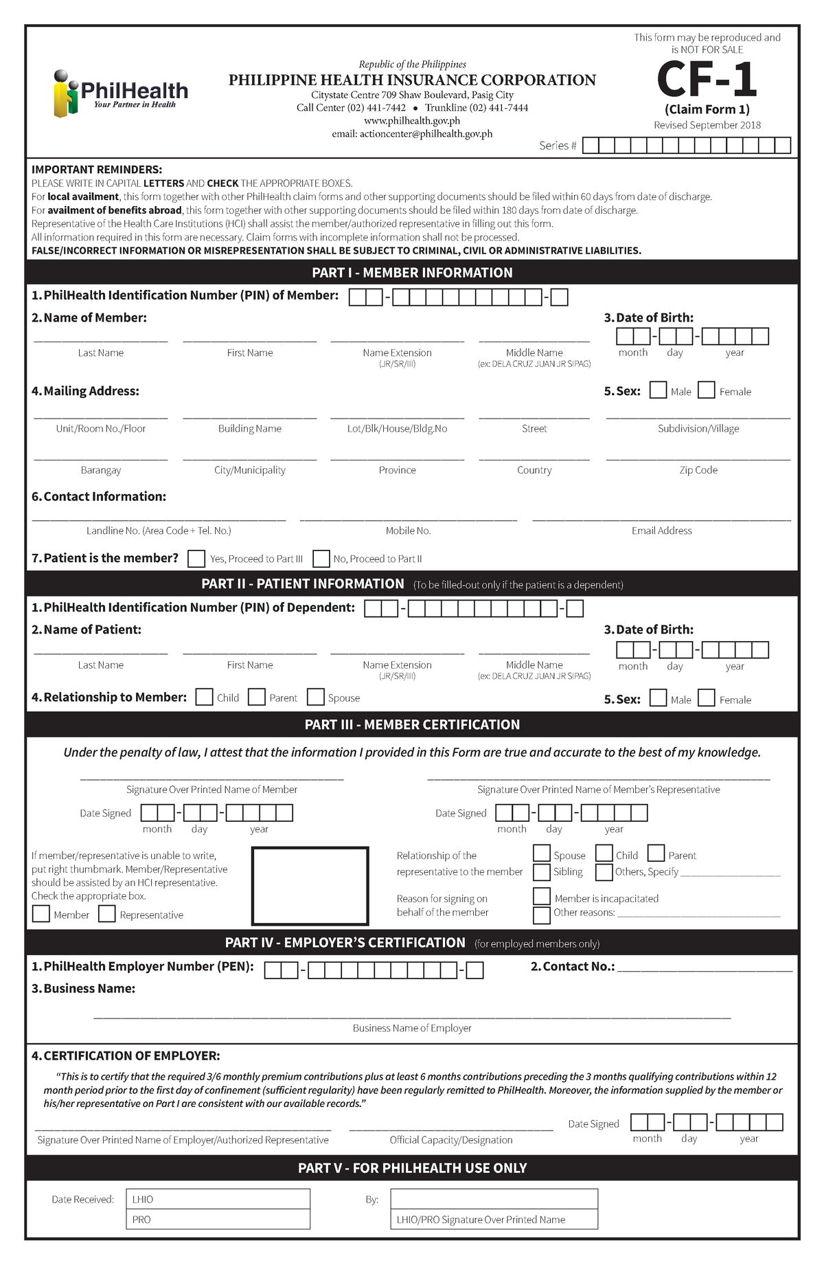 Forms For Philhealth - Republic Of The Philippines PHILIPPINE HEALTH ...