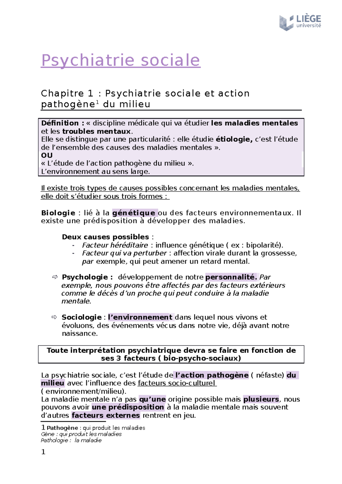 Psychiatrie Sociale - P. Papart - Psychiatrie Sociale Chapitre 1 ...