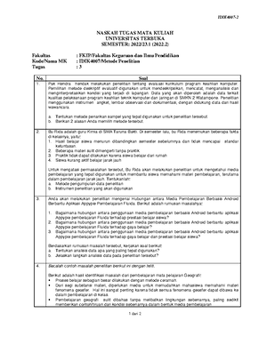 Soal Idik4007 Tmk2 3 - IDIK4007- 1 Dari 2 NASKAH TUGAS MATA KULIAH ...