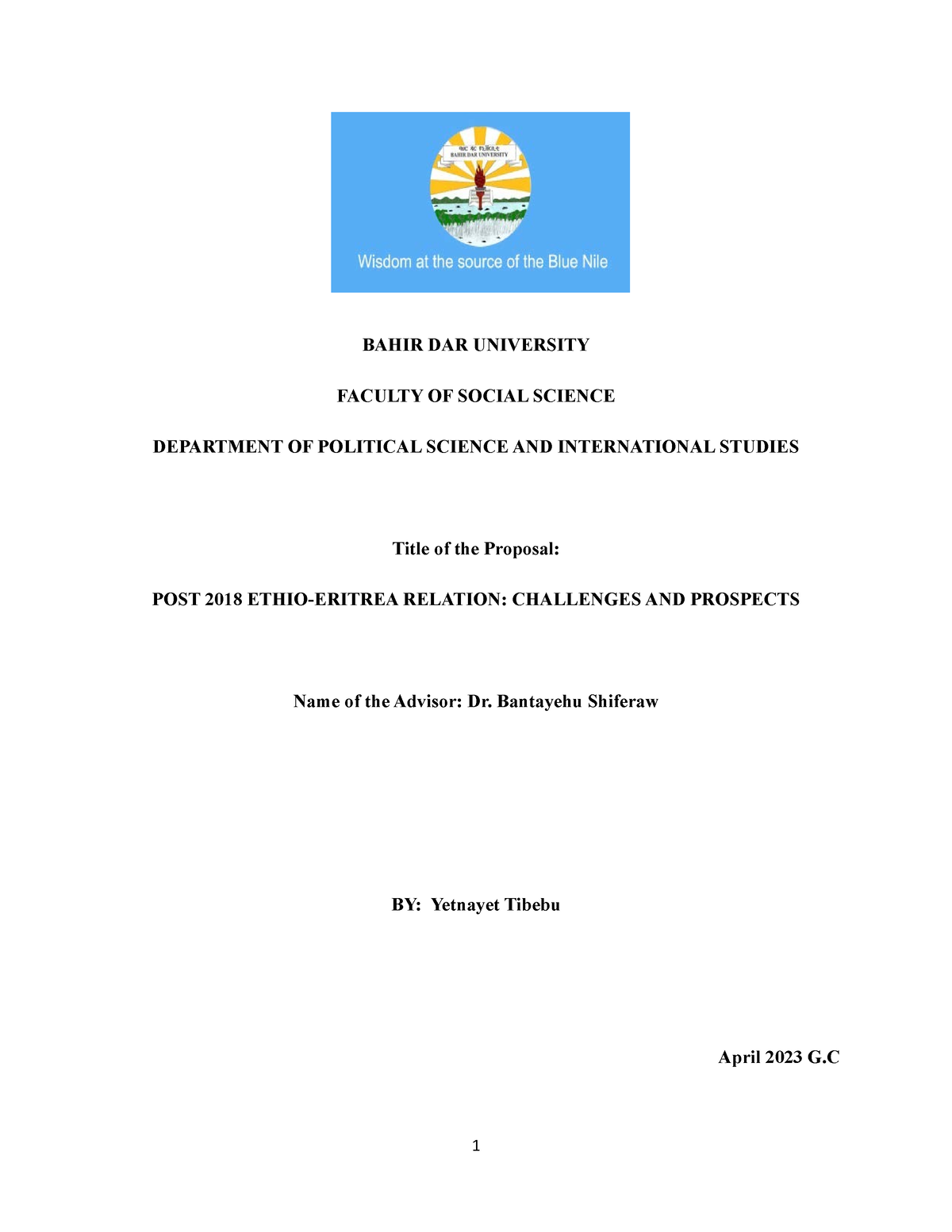 bahir dar university thesis format