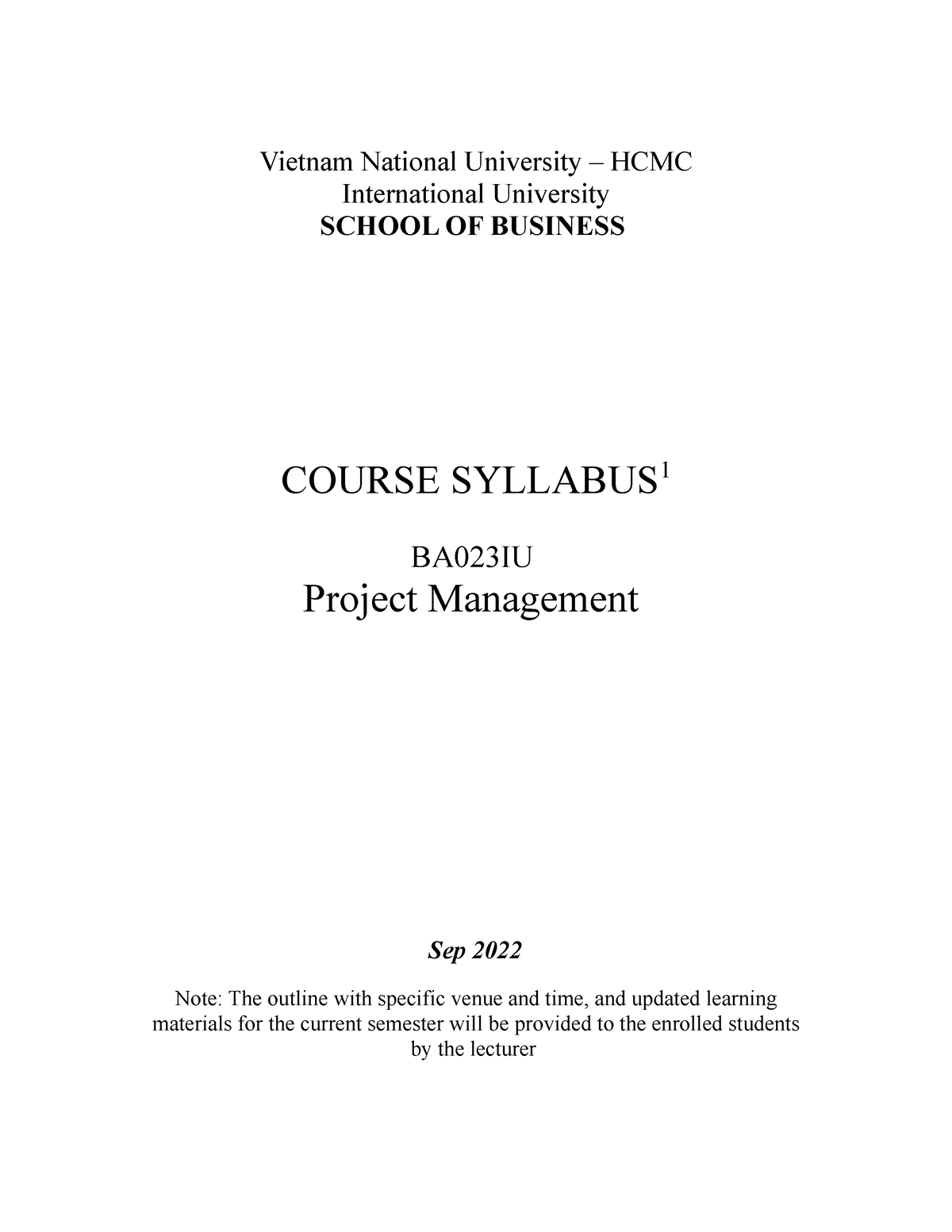 research project management syllabus