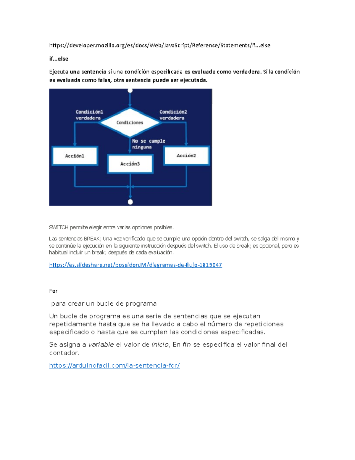 IF,FOR, While Progrmación - developer.mozilla/es/docs/Web/JavaScript ...